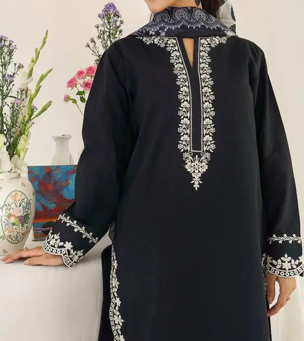 3-Piece Dhanak & Pashmina Shawl — Noir Black