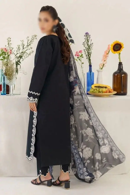 3-Piece Dhanak & Pashmina Shawl — Noir Black