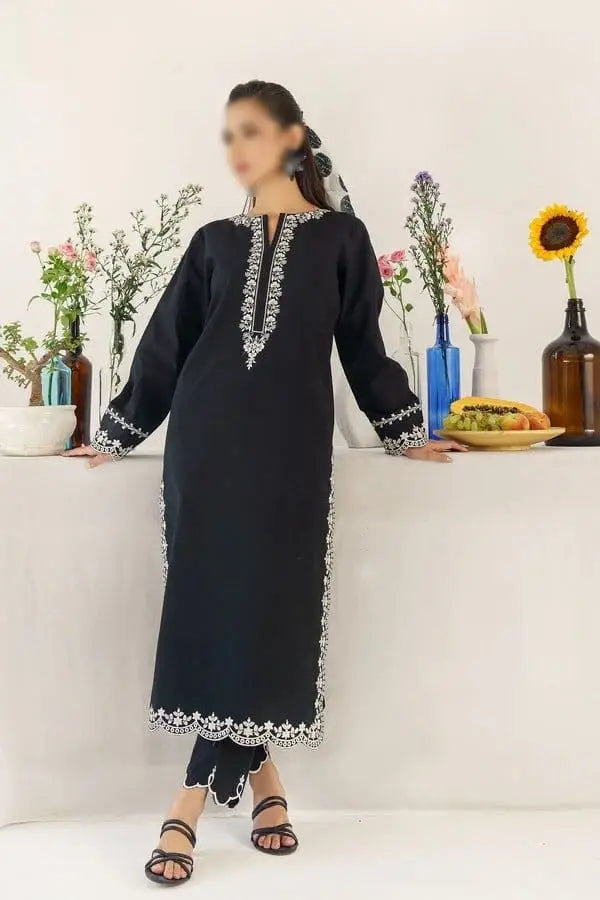 3-Piece Dhanak & Pashmina Shawl — Noir Black