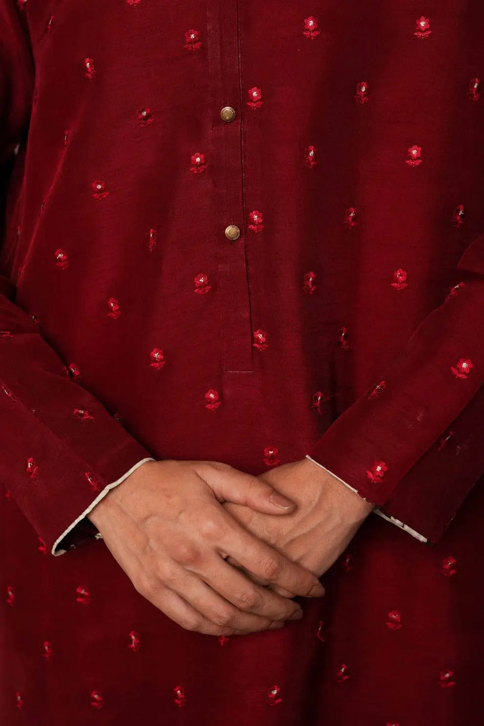 3-Piece Dhanak & Pashmina Shawl — Ruby Red (Royal Resham)