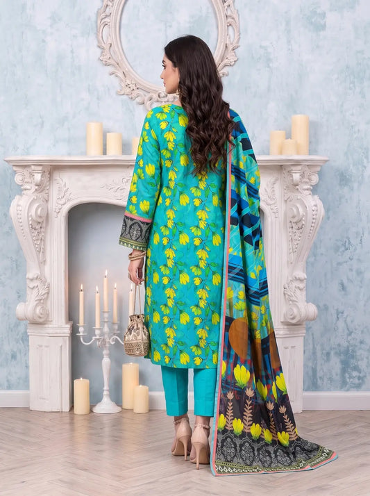 3-Piece Digital Printed Winter Linen Suit — Royal Plum