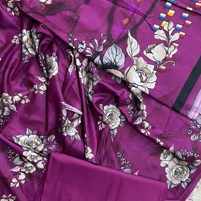 3-Piece Digital Printed Winter Linen Suit — Azure Breeze