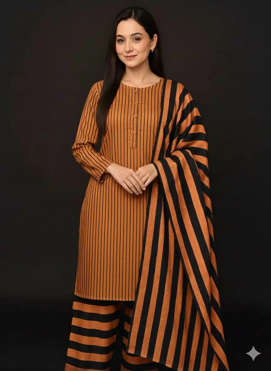 3-Piece Artisanal Sussi Suit — Indigo Striped