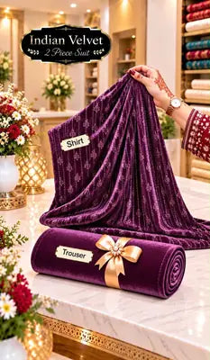 2-Piece Royal Indian Micro Velvet Suit — Mocha Bronze