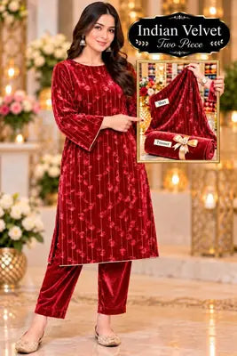 2-Piece Royal Indian Micro Velvet Suit — Emerald Forest