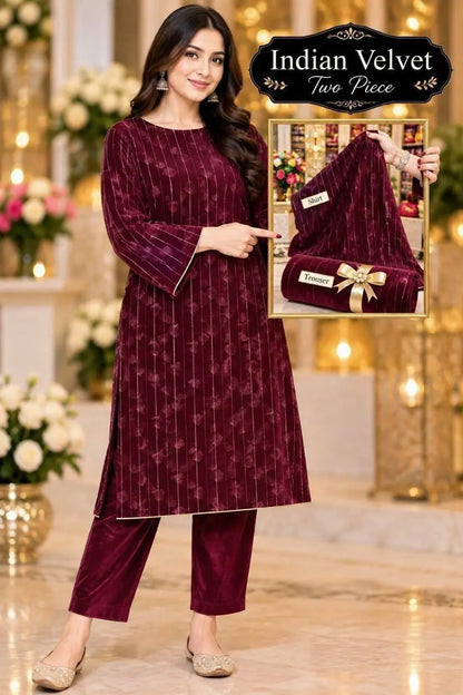 2-Piece Micro Velvet Co-Ord — Plum Wine