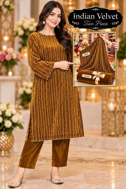 2-Piece Micro Velvet Co-Ord — Mustard Ochre