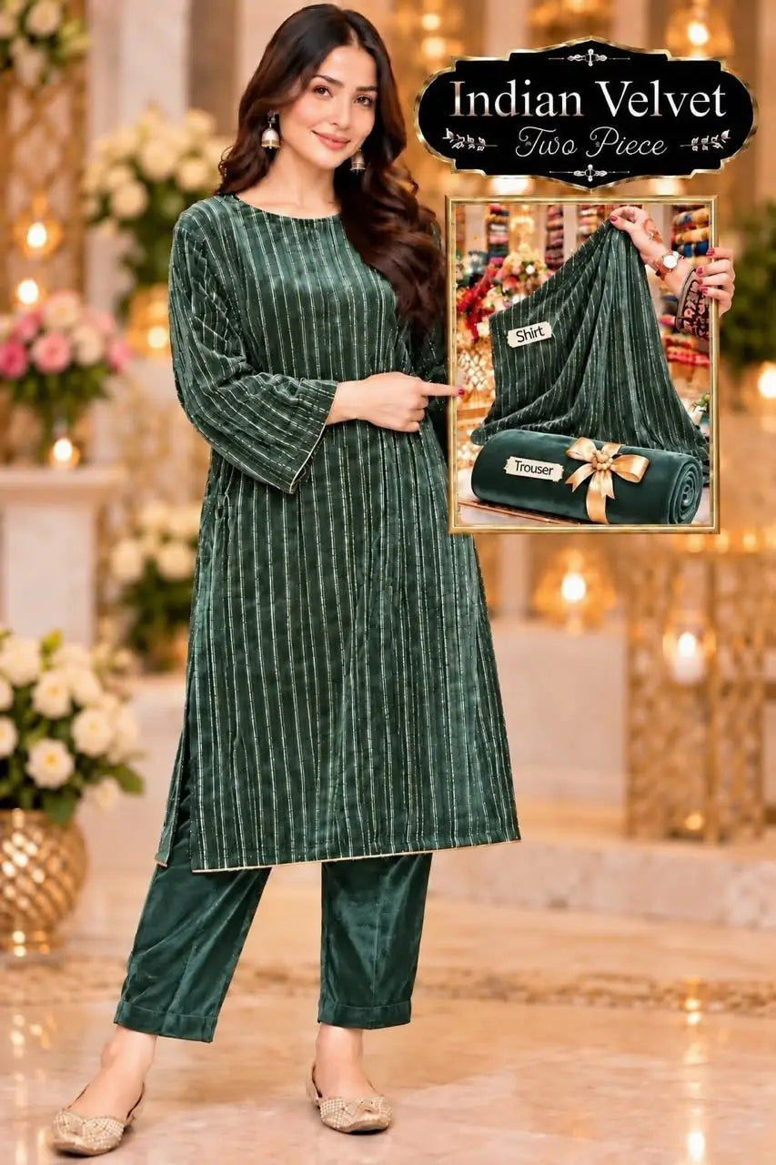 2-Piece Micro Velvet Co-Ord — Bottle Green