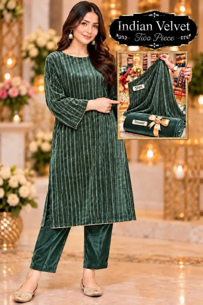 2-Piece Micro Velvet Co-Ord — Bottle Green