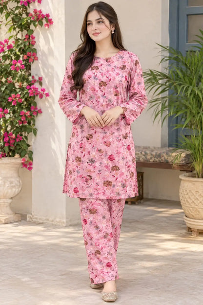 2-Piece Artisanal Floral Winter Khaddar Suit — Dusty Sage